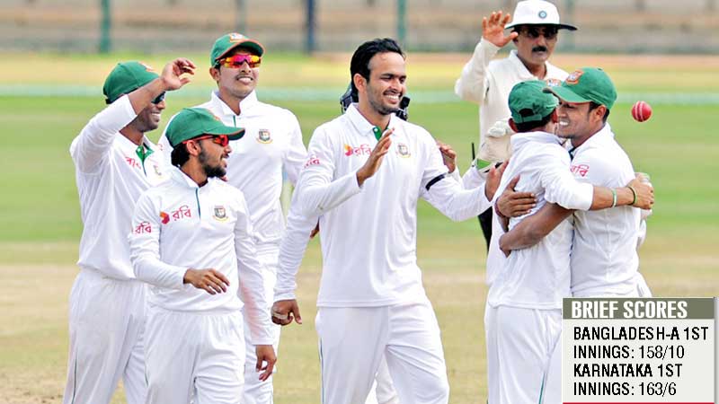 Karnataka take slim lead over Bangladesh-A