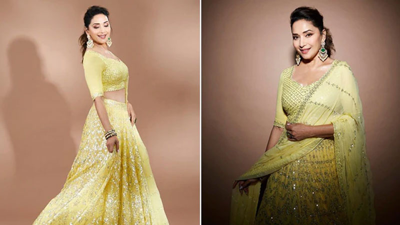 Madhuri Dixit in gorgeous yellow lehenga