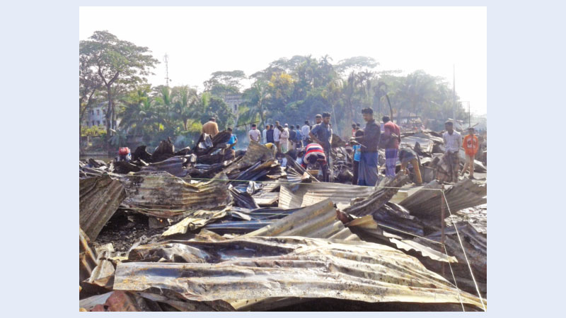 50 houses, 40 shops gutted by fire