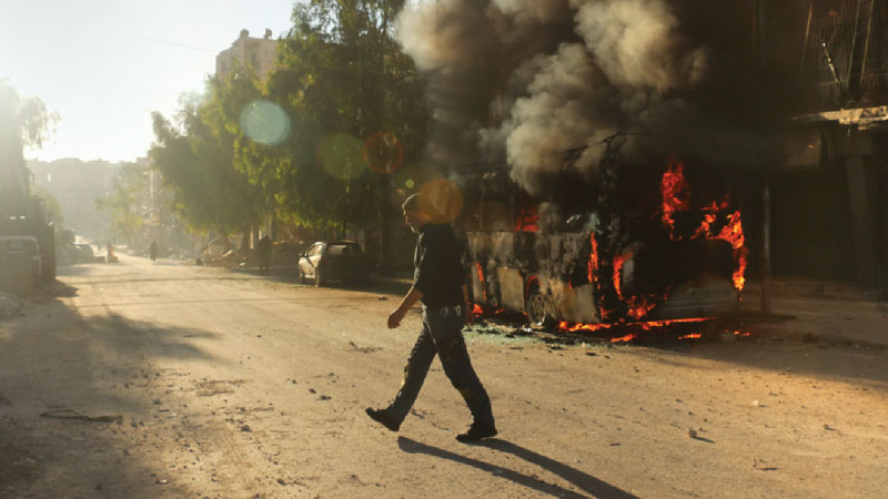 Aleppo reels from strikes as 
Russia accused of ‘war crimes’