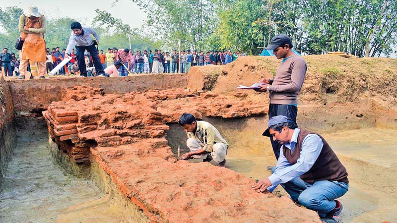 Ancient brick fort excavated
in Nilphamari