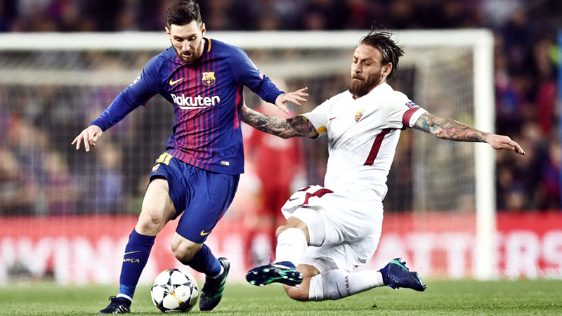 Barca thrash Roma to close on semis 