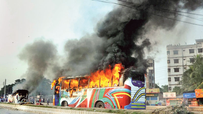 2 buses torched as Khaleda motorcade crosses Feni