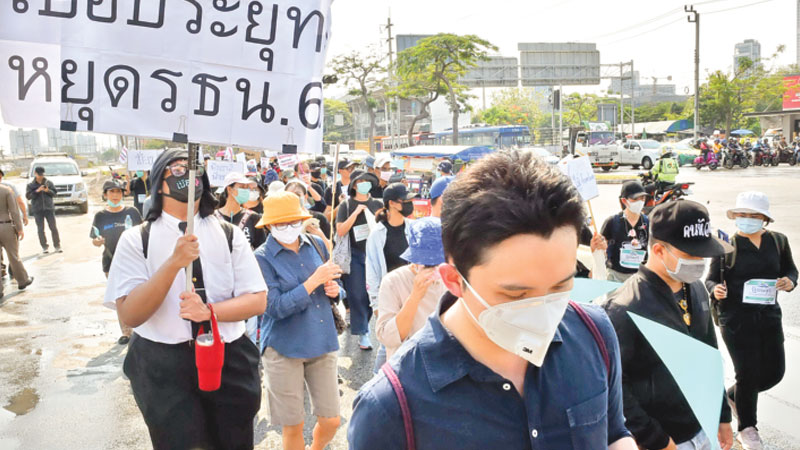 Pro-democracy protesters march in Thailand
