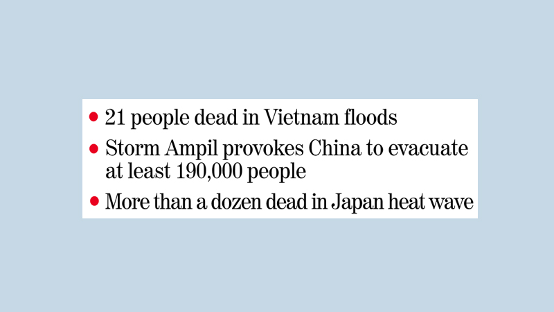 Storms, landslides and heat hit Asia