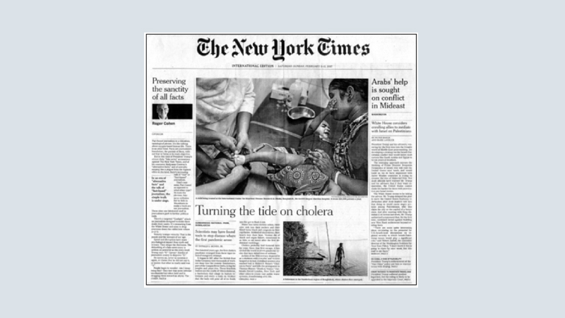 The New York Times features icddr,b’s role in the global fight against cholera 
