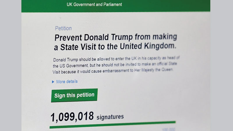 One million sign petition to cancel Trump’s UK visit