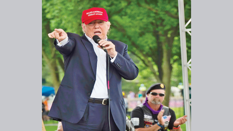 Warm welcome for Trump at military veteran bikers’ rally