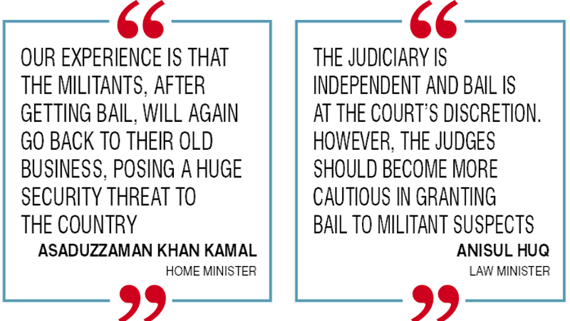 Govt plans to move higher
court against militants’ bail