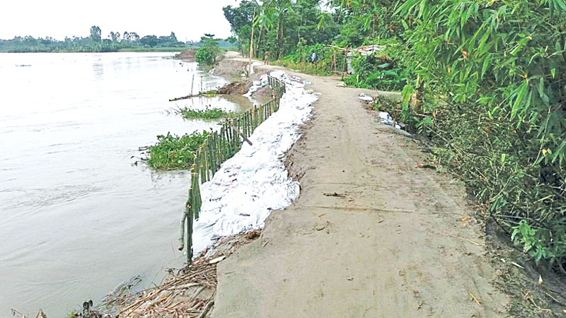 Hundreds stand threatened by flooding in Kurigram