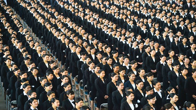 First day on the job for Japan�s nervous new recruits