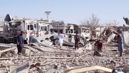 Taliban car bomb
flattens hospital as Afghan violence surges