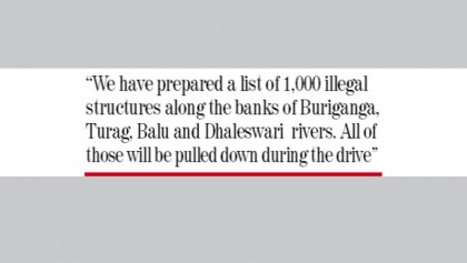 Dhaka river banks to be freed of illegal structures