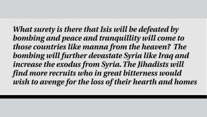 What certainty that ISIS will be defeated by bombing ?