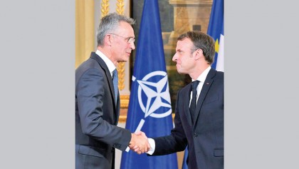 Macron defends ‘wake-up call’ for NATO after talks with chief