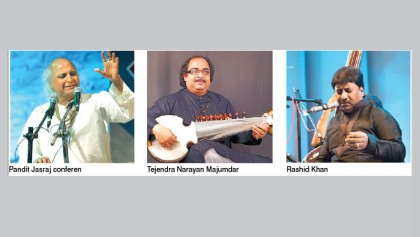 Pandit Jasraj, Tejendra Narayan Majumdar and Rashid Khan tonight’s attraction