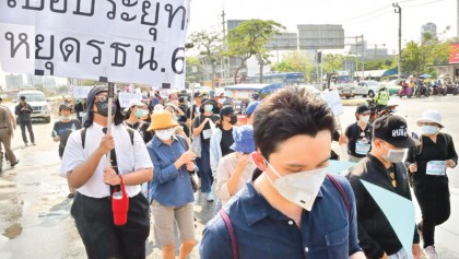 Pro-democracy protesters march in Thailand