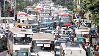 Traffic jam hampers Eid shopping in Barisal
