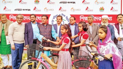 Underprivileged girls receive bicycles