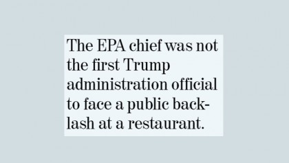Woman confronts EPA chief at Washington restaurant