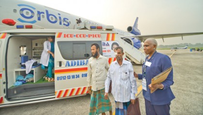Patients get advanced eye care at flying hospital