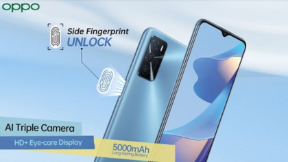 OPPO A16 with side-mounted fingerprint sensor