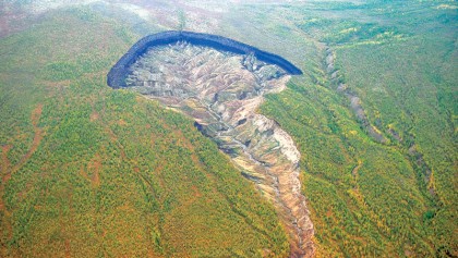 In Siberia there is a huge crater and it is getting bigger