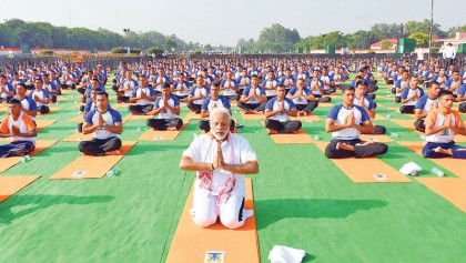 Strike a pose: International Yoga Day stretches around world