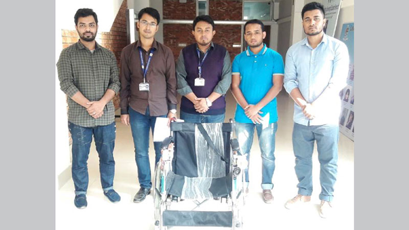 Electric wheelchair for physically-challenged people designed by three students in Sylhet