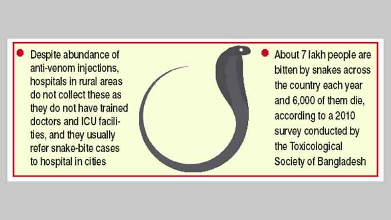 Shortage of ‘trained doctors’ 
blamed for snake-bite deaths
