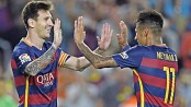Barcelona ride on Messi double