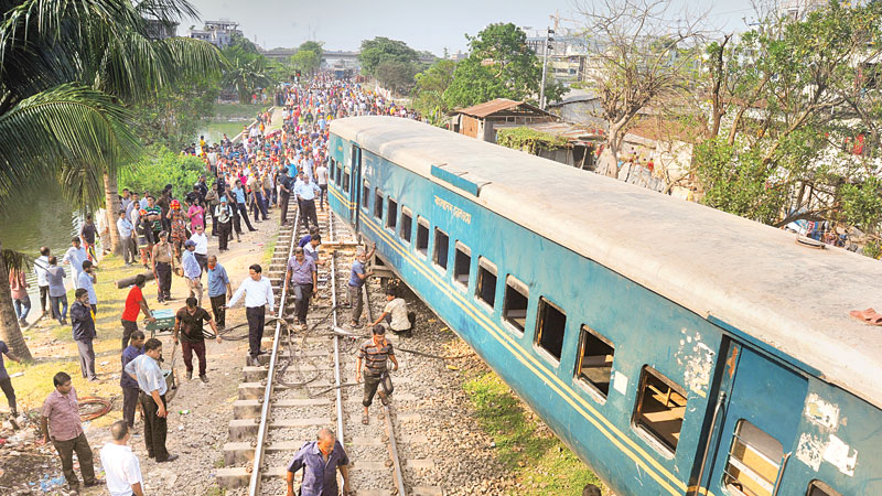 Four killed as train derails in Gazipur